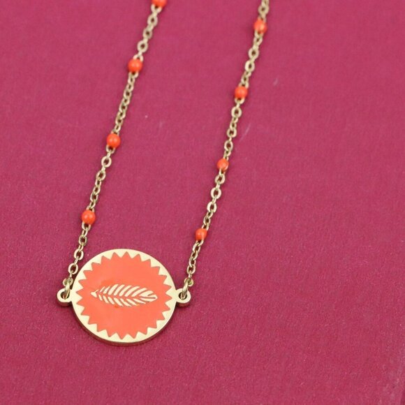 Gold Plated Yellow Bracelet with Orange Leaf Charm, Adjustable Size, XPBL0629 - Picture 12 of 12